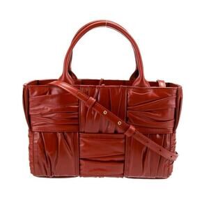 Bottega Veneta Foulard Mini Arco Tote | Red Intrecciato Pleated Design | NWT